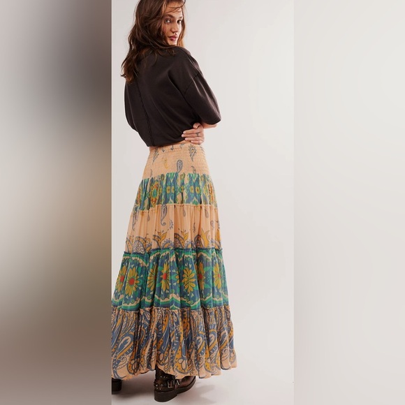 Free People Blue Sky Combo Convertible Maxi Skirt–Size Small brand new with tag - Picture 2 of 16